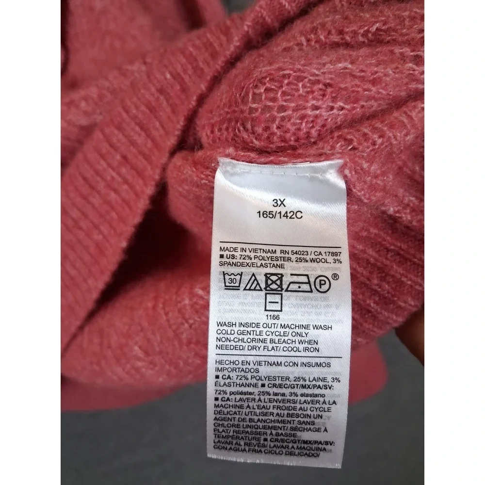 NEW‎ Old Navy Womens Sweater 3X Pink Wool Blend Ruffle Collar Crop Soft Stretch